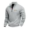 Winter Fleece-Lined Oversized Outdoor Men's Warm Stand-Up Collar Contrast-Striped Sports Sweatshirt