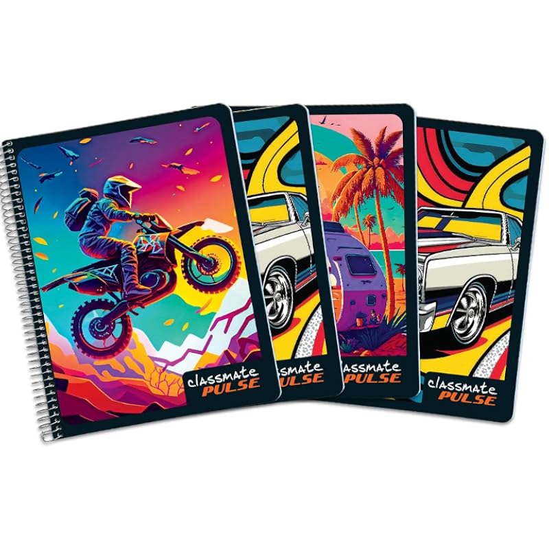 Cahier Classmate Pulse 1 Sujet - 240 mm x 180 mm, Couverture Souple, 180 Pages, Ligné Seyès, Lot de 4