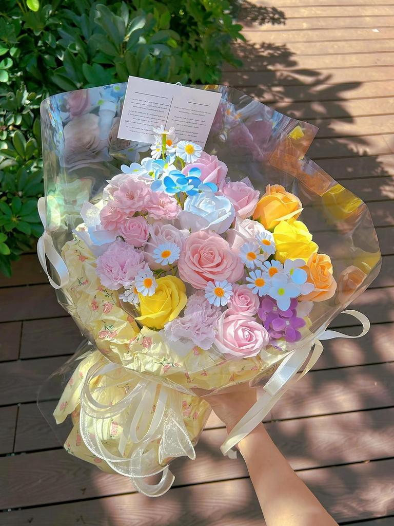 Dopamine Eternal Rose Soap Bouquet - Perfect Gift for Girlfriend or Bestie on Birthday, Valentine's Day, Qixi