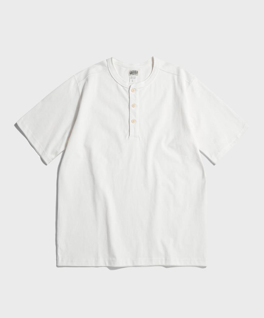 Beulonseun 10.6 Oz Cotton Short Sleeve Henley Tee White