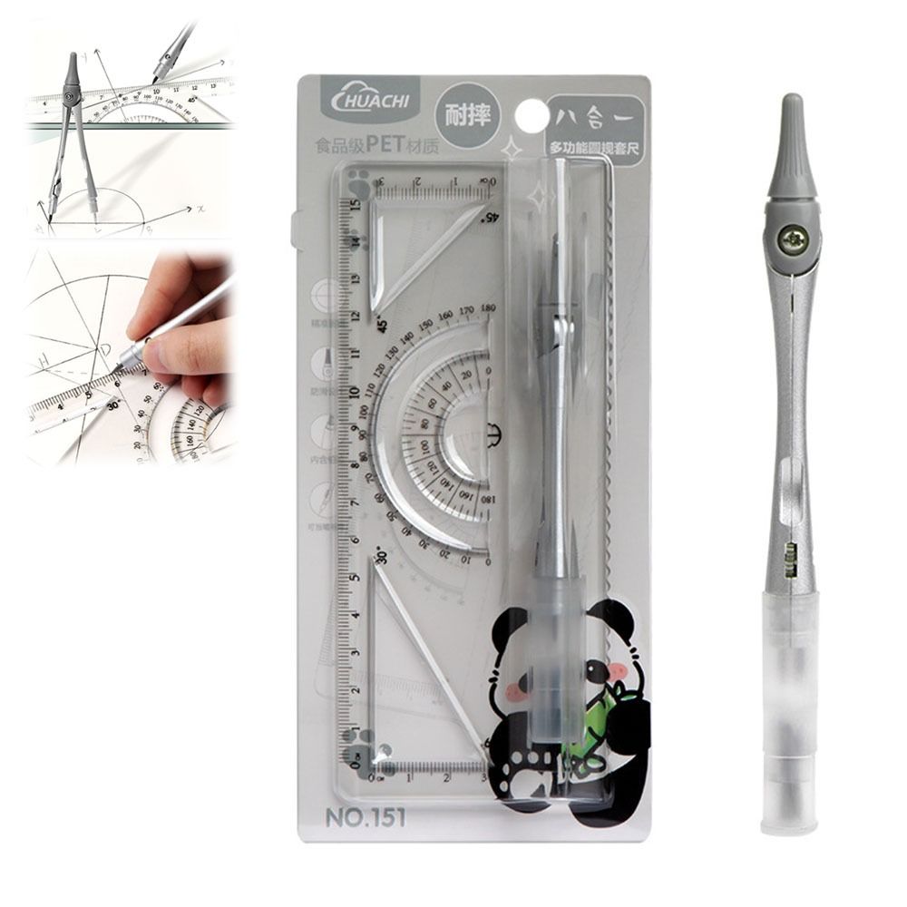 Portable Protractor 8in1 Straightedge Durable Ruler Measurement Set Gift
