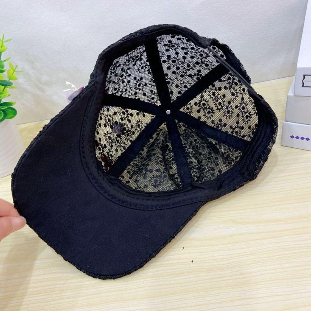 Flower Decor Floral Lace Baseball Cap Hollow Outdoor Sun Hat Streetwear Hat  For Women Girls
