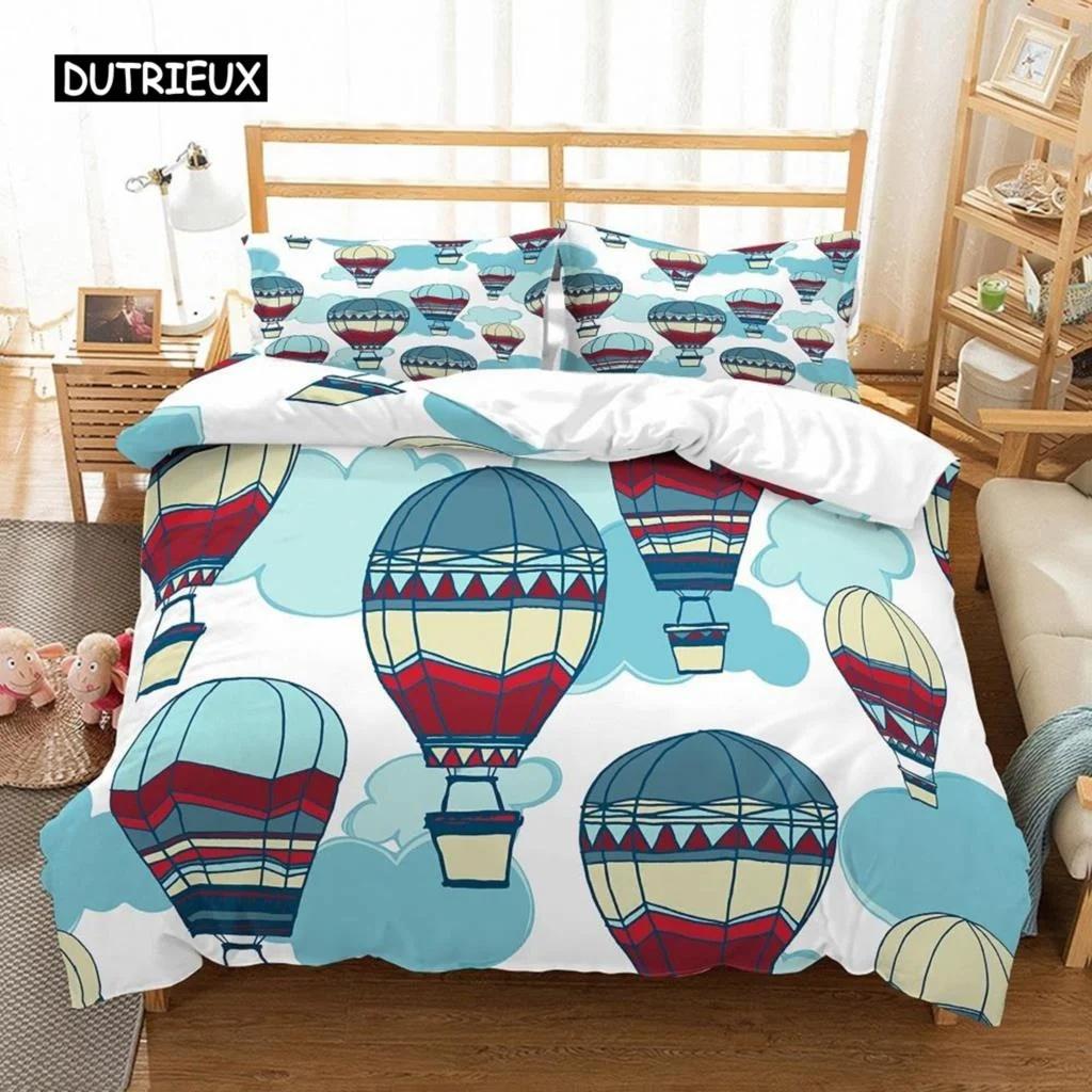 Air Balloon Duvet Cover Set Romantic Balloon Bedding Set Extreme Sports Games Comforter Cover Romantic Warm Trip Quilt Cover