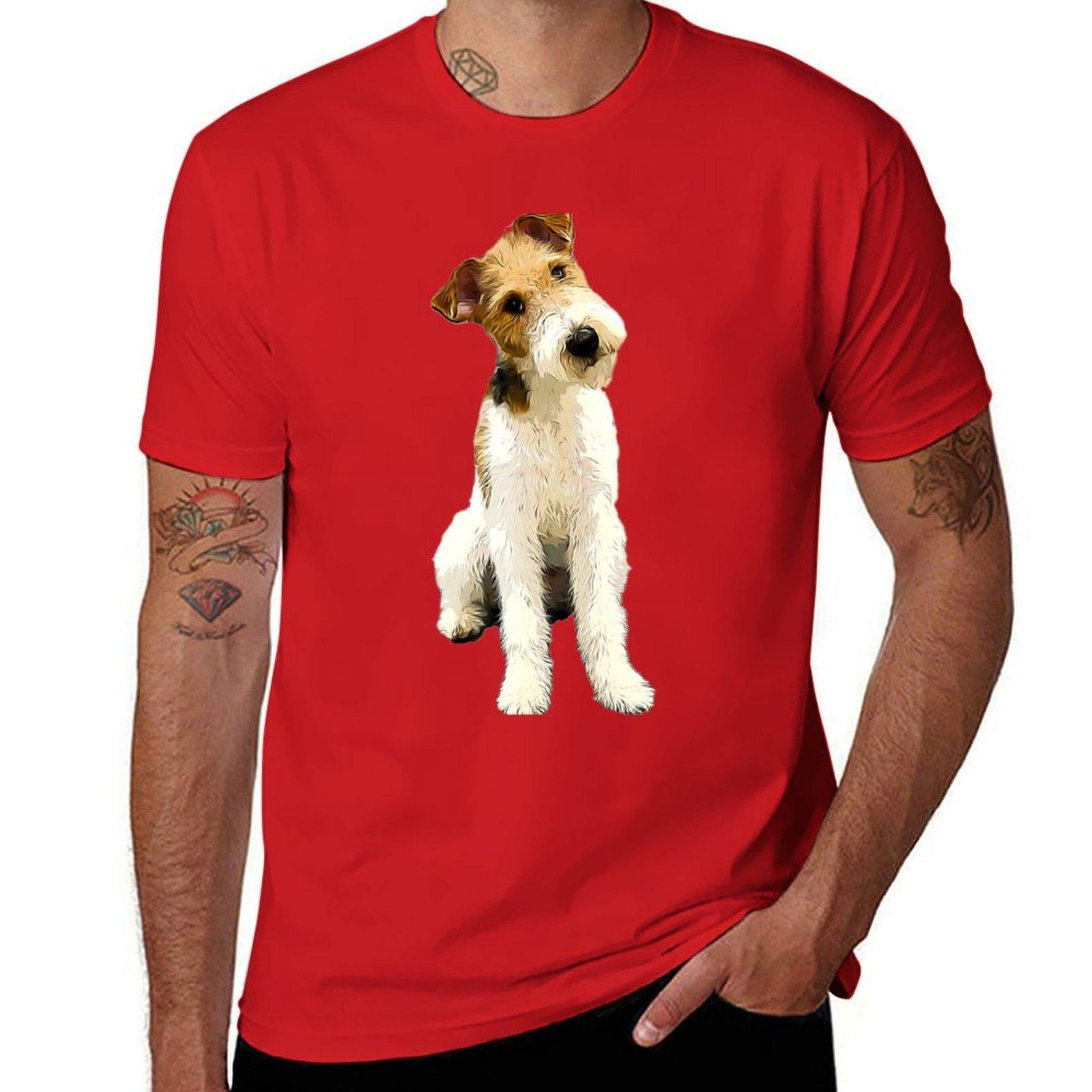

Wire Fox Terrier Head Tilt T-Shirt tops boys animal print mens big and tall t shirts S