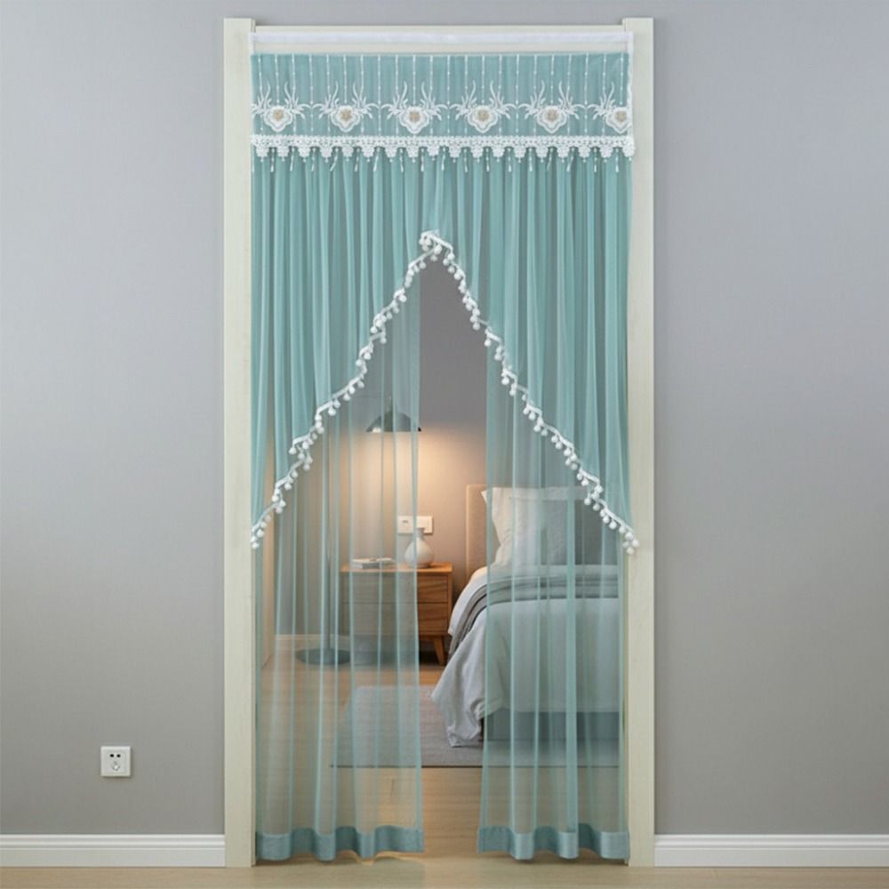 Embroidered Lace Sheer Door Curtain Breathable Mosquito Net Curtains  Tenement