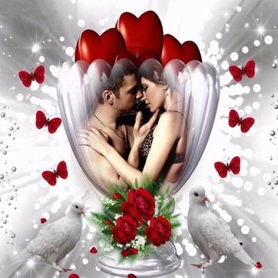 1PC Doves Red Rose Love Heart 5D Diamond Painting Embroidery Cross Stitch Decor