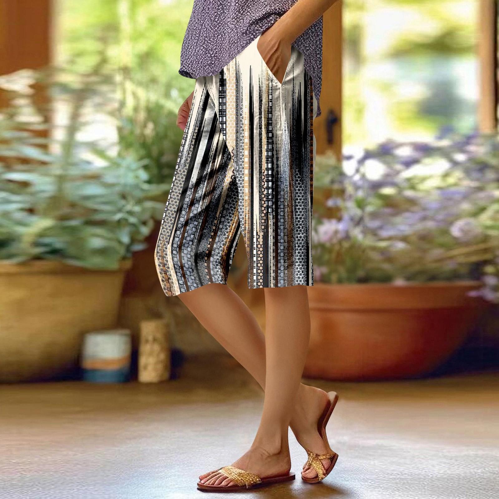 

Женские модные повседневные брюки 5/10 с напечатанным карманом и эластичной талией XL тёмно-синий