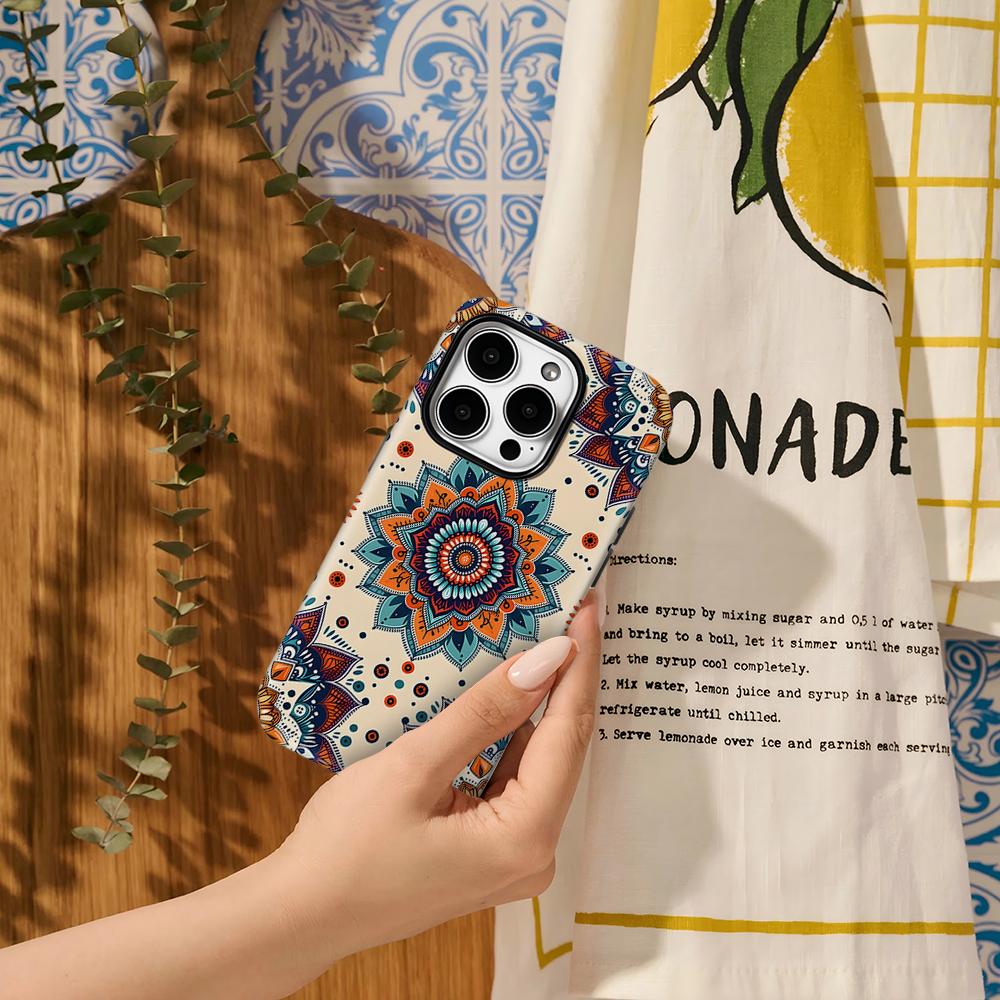 Boho Sunflower Mandala Phone Case for IPhone 17AIR 16E 16 15 14 13 12 11 17 Pro Max Plus Double-layer Back Cover