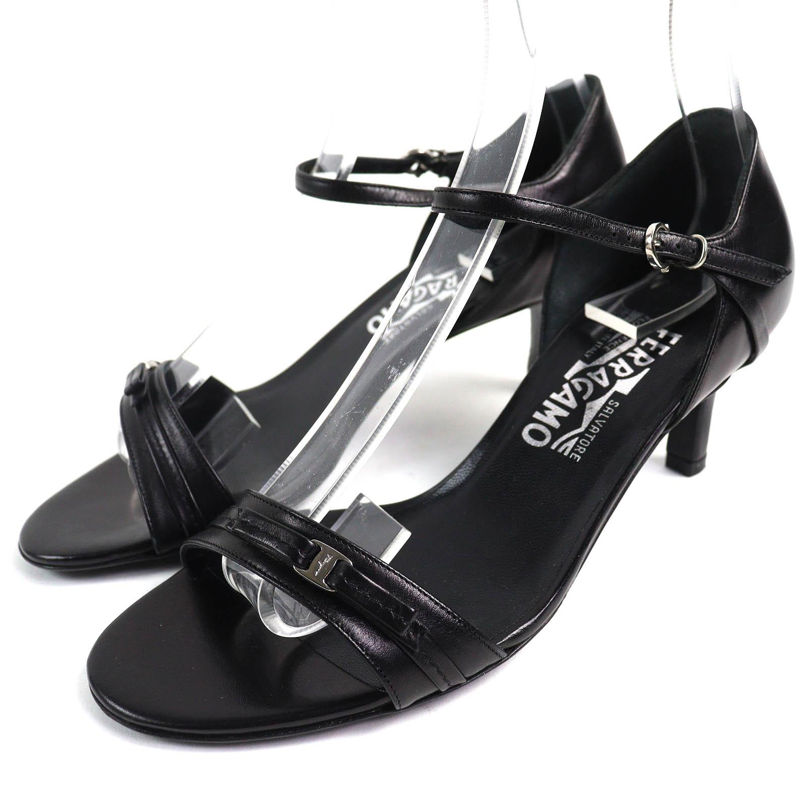 Excellent Salvatore Ferragamo Sandals Vara Bow Ankle Strap black leather Women  Used