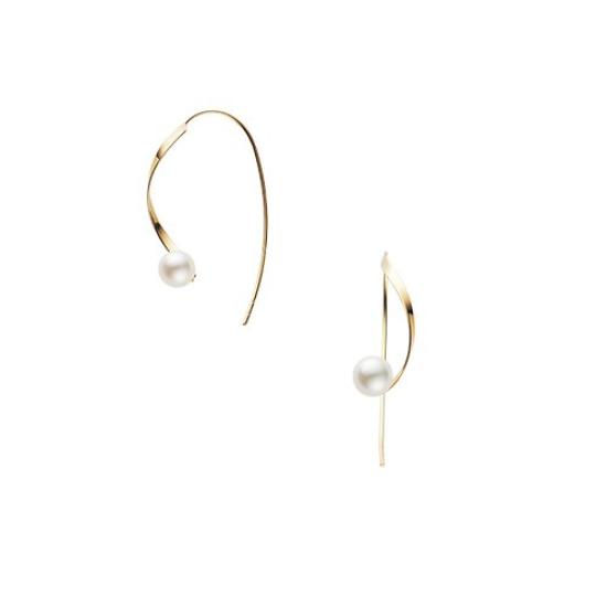 Earrings K18 Yellow Gold Akoya Pearl Curve AGVA1258 PA [Official] [Vendome Aoyama]