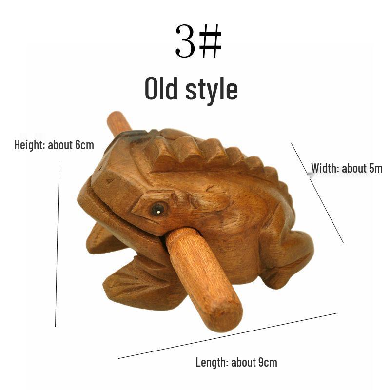 Thai Carved Wooden Sounding Frog - Lucky Handicraft Gift Toad Figurine