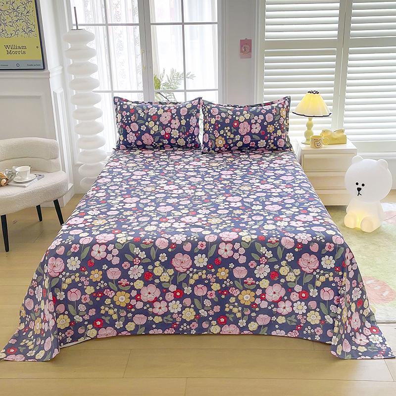 Flower Printed Flat Bed Sheets for Double Bed Single/Queen/King Reactive Printed Top Sheets for Beds sabanas cama Bed Linen