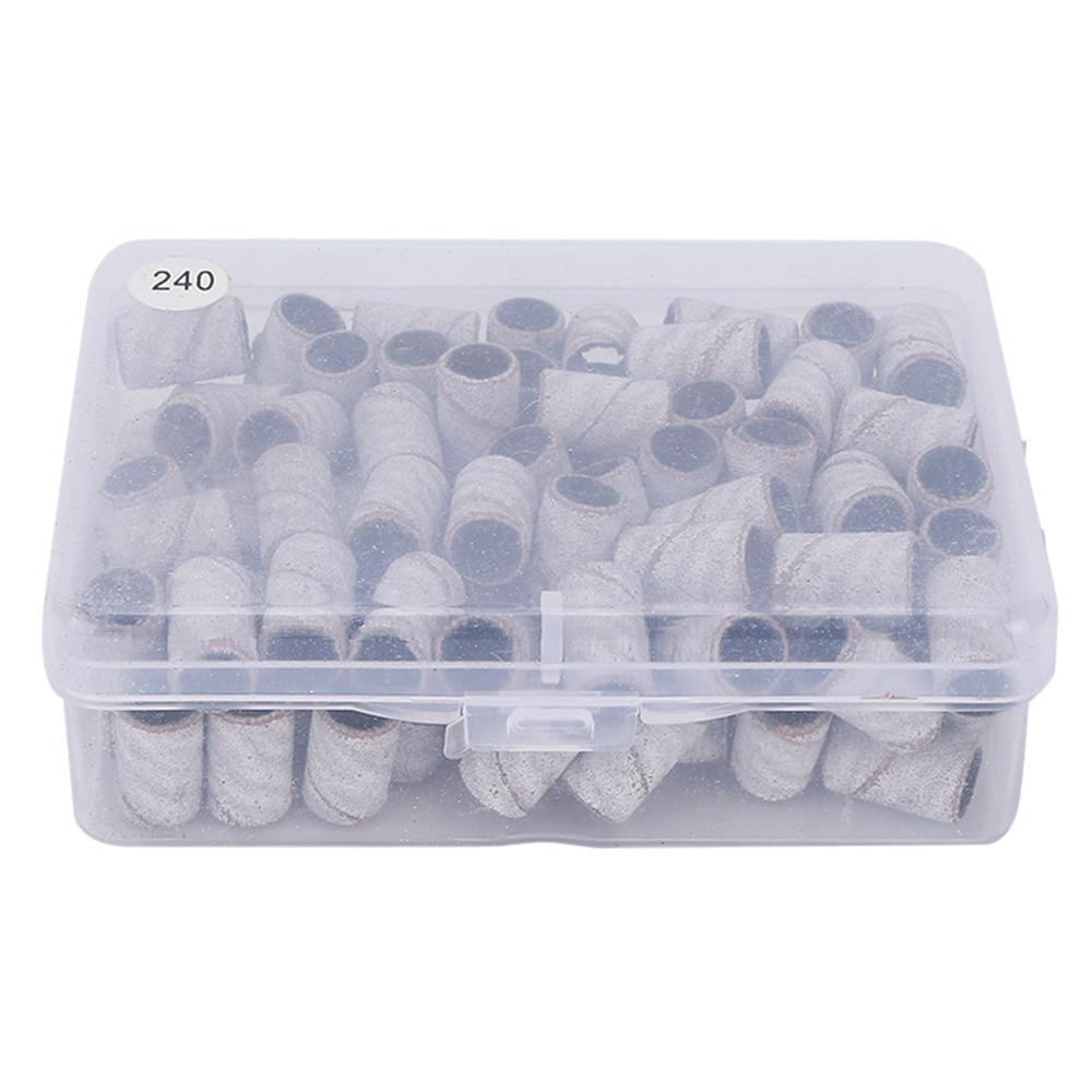 100pcs Salon Tools White Nail Art Sanding Bands Cylindrical Nail Sanding Bands Pedicure Sanding Bands Gel Nail Removing