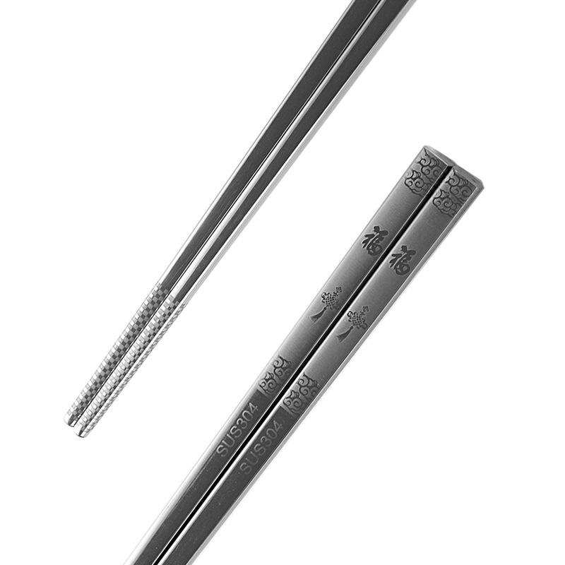 Year of the Dragon Non-slip Stainless Steel Chopsticks with Fu Character