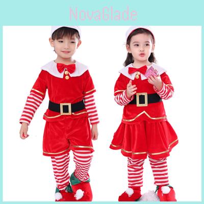 Kids Cute Santa Claus Elf Christmas Cosplay Outfit Party Dress-up Costume