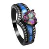 Huitan Vintage Style Rings Gorgeous Black Finger Accessories with Colorful Heart CZ Female Exquisite Aesthetic Jewelry for Party