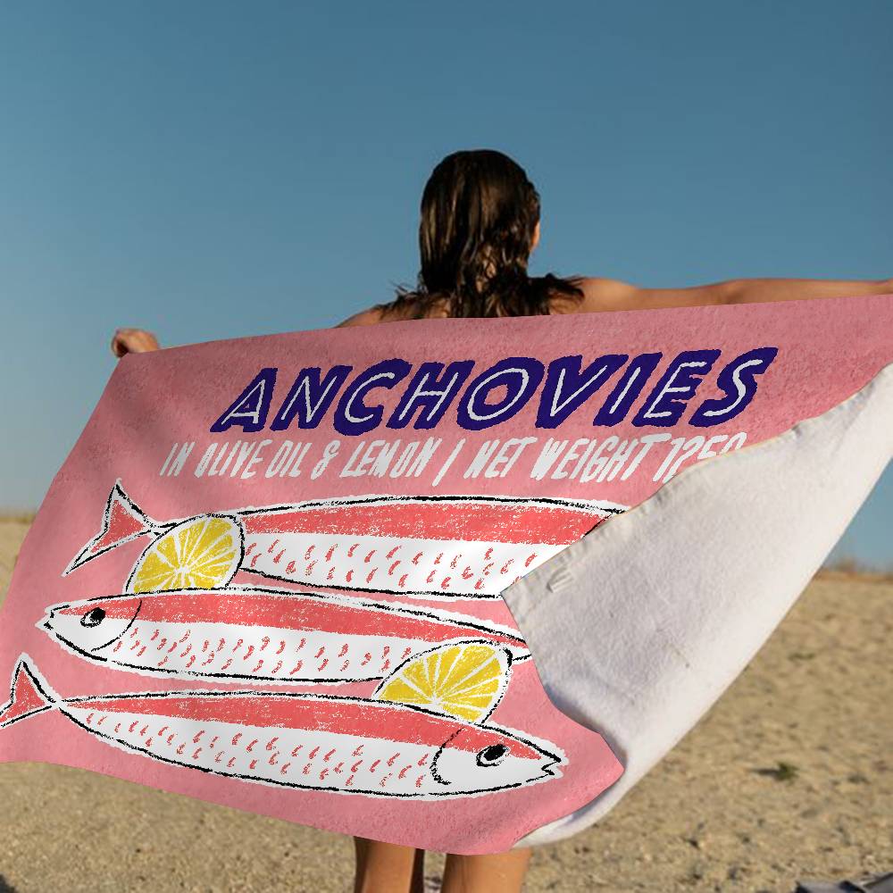 Sardines Swimming Art Beach Towel Colorful Bath Towels For Girl Microfiber Quick Dry Custom Sand Free Beach Yoga Spa Gym Pool