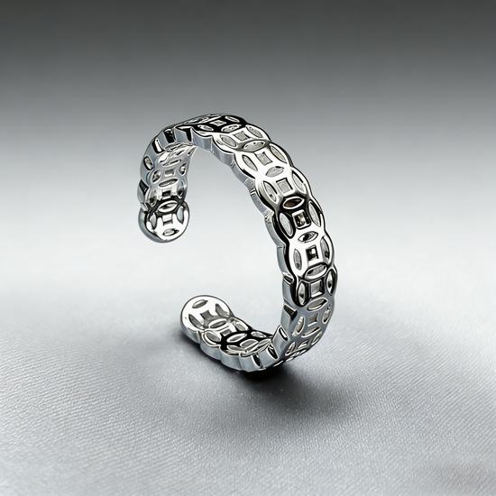 Mi Duo Duo High Color Retention Exquisite European & American Luxury Open Ring White Copper Thick Silver Plated