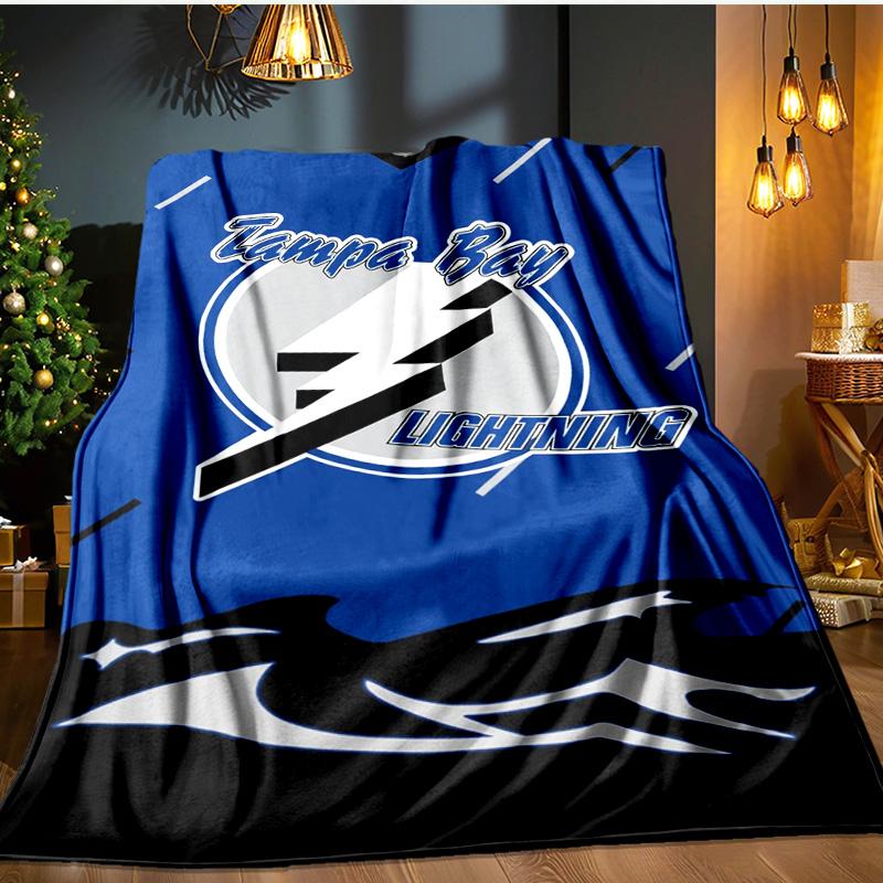Bay Lightning Hockey Blanket Flannel Throw for Sofa, Indoor, Camping, Living Room, Office, Chair, And Bed Soft Birthday Gift