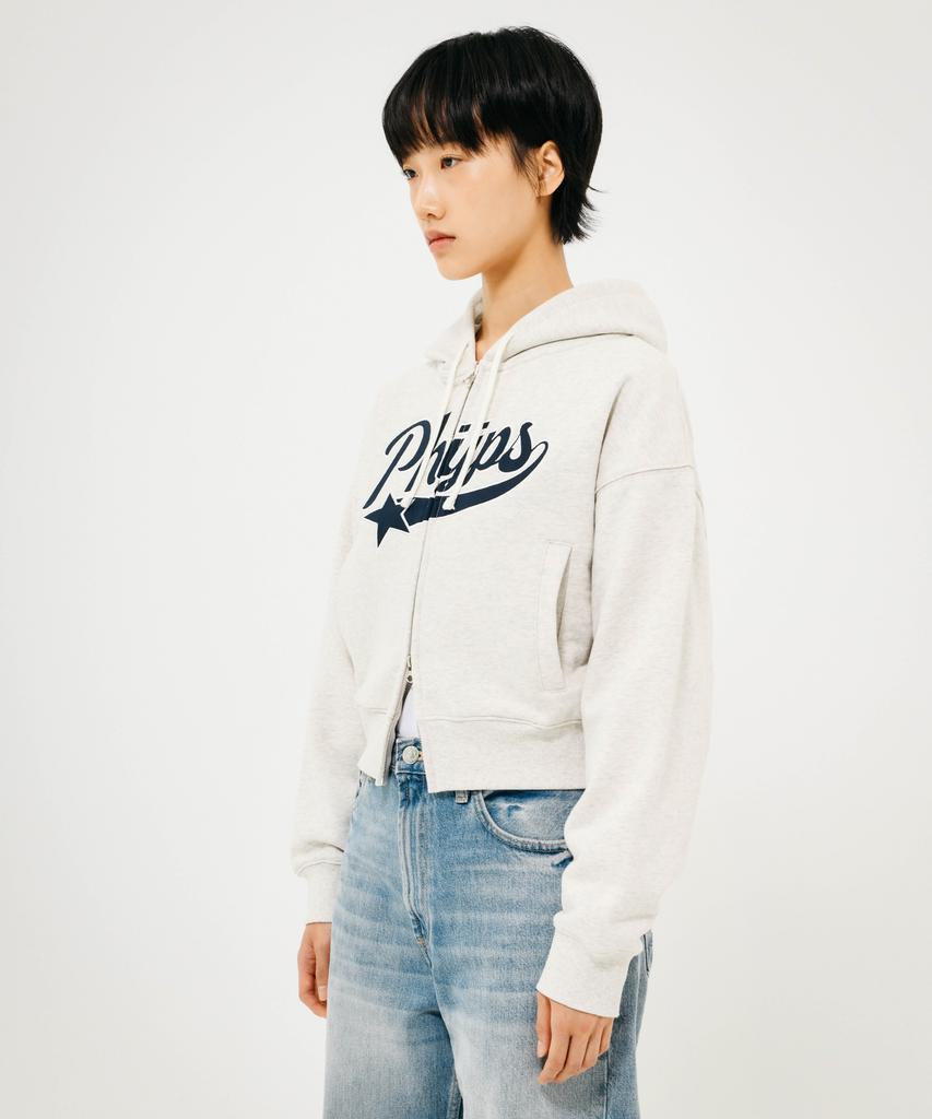 Physical Department [Women'S] Crop Startail Zip-Up Hoodie_Oatmeal