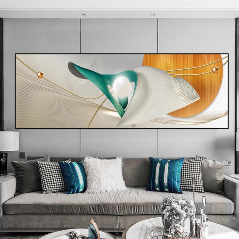 Nordic Light Abstract Geometric Feather Canvas Painting Posters and Prints Wall Art Pictures Living Room Home Decor No Frame