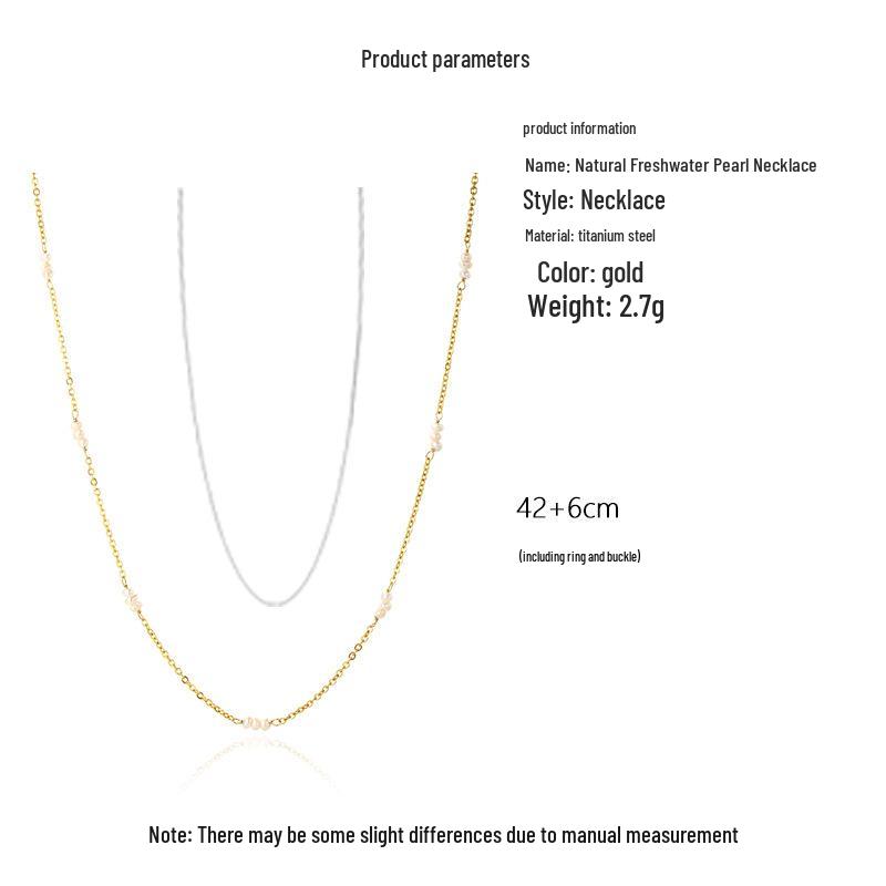 Elegant Freshwater Pearl Necklace, Non-Fading Titanium Steel, Sweet & Sophisticated Women's Clavicle Chain.