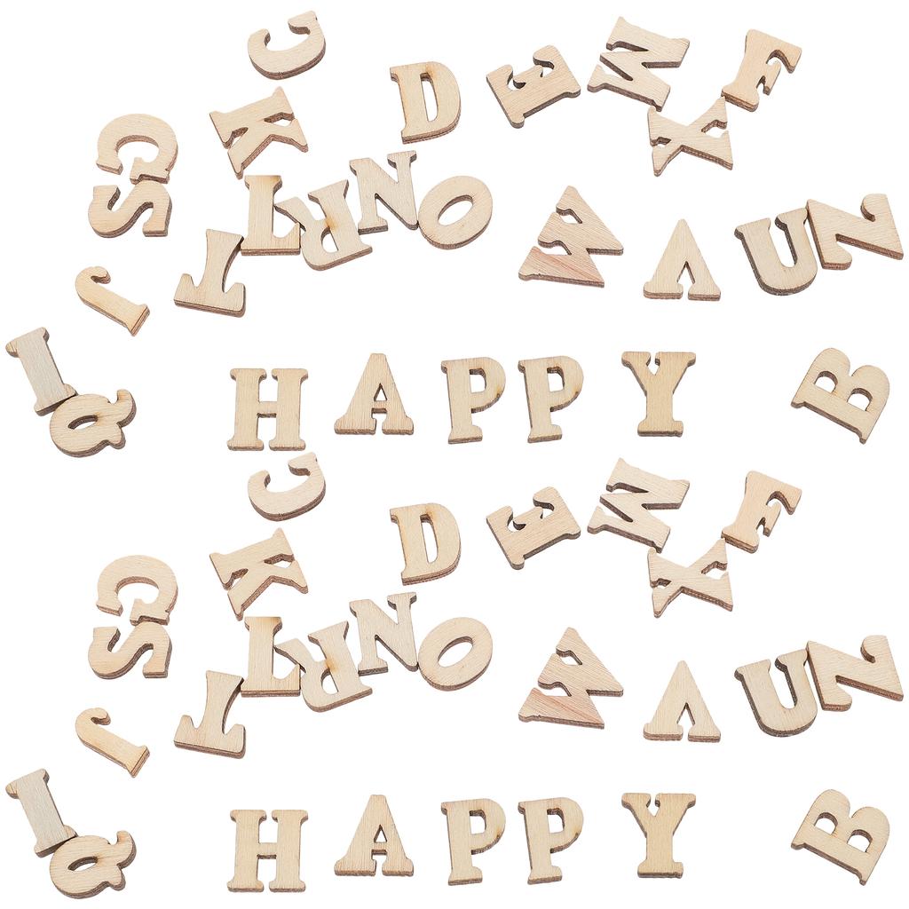 100pcs DIY Doodle Educational Toy Small Natural Wooden Slice Scrapbooking Embellishments DIY Craft Decor (English Letters ) boda