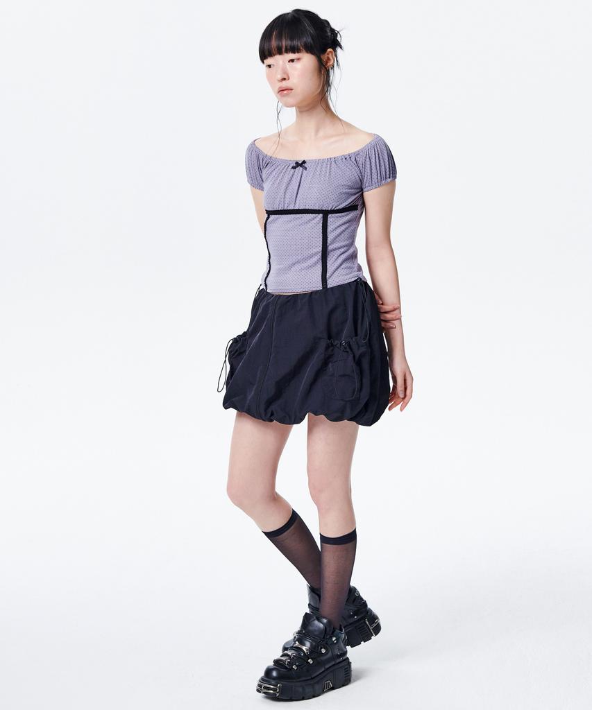 Leoninghai Polka Dot Slim Top [Sky Blue]