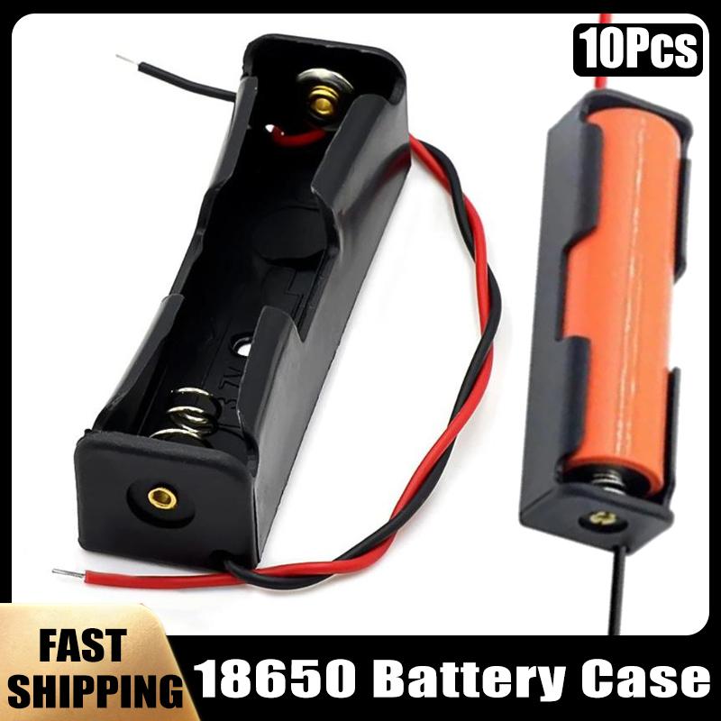 10PCS Single Slots 18650 Battery Case Holder With Wire Bundle DIY Batteries Storage Boxes 18650 1 Bay Cell Battery Holder