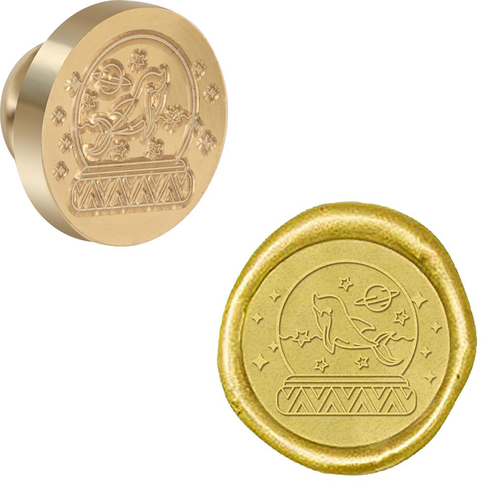 Moon and Animals Wax Seal Stamps Brass Head Moon Lanterns Pattern 0.98" Removable Round Wax Sealing Stamp Heads For Decorating