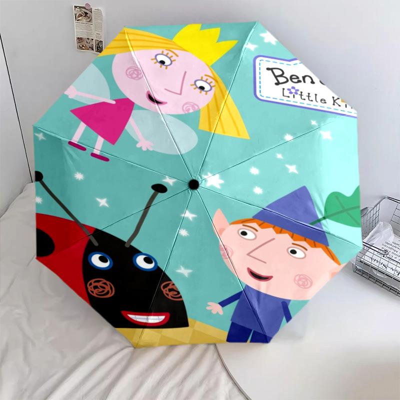 

1 PC Automatic Folding Umbrella -Ben & Holly S Little Kingdom Pattern, Portable & Foldable Design with 8 Ribs, Christmas Birthday Gifts
