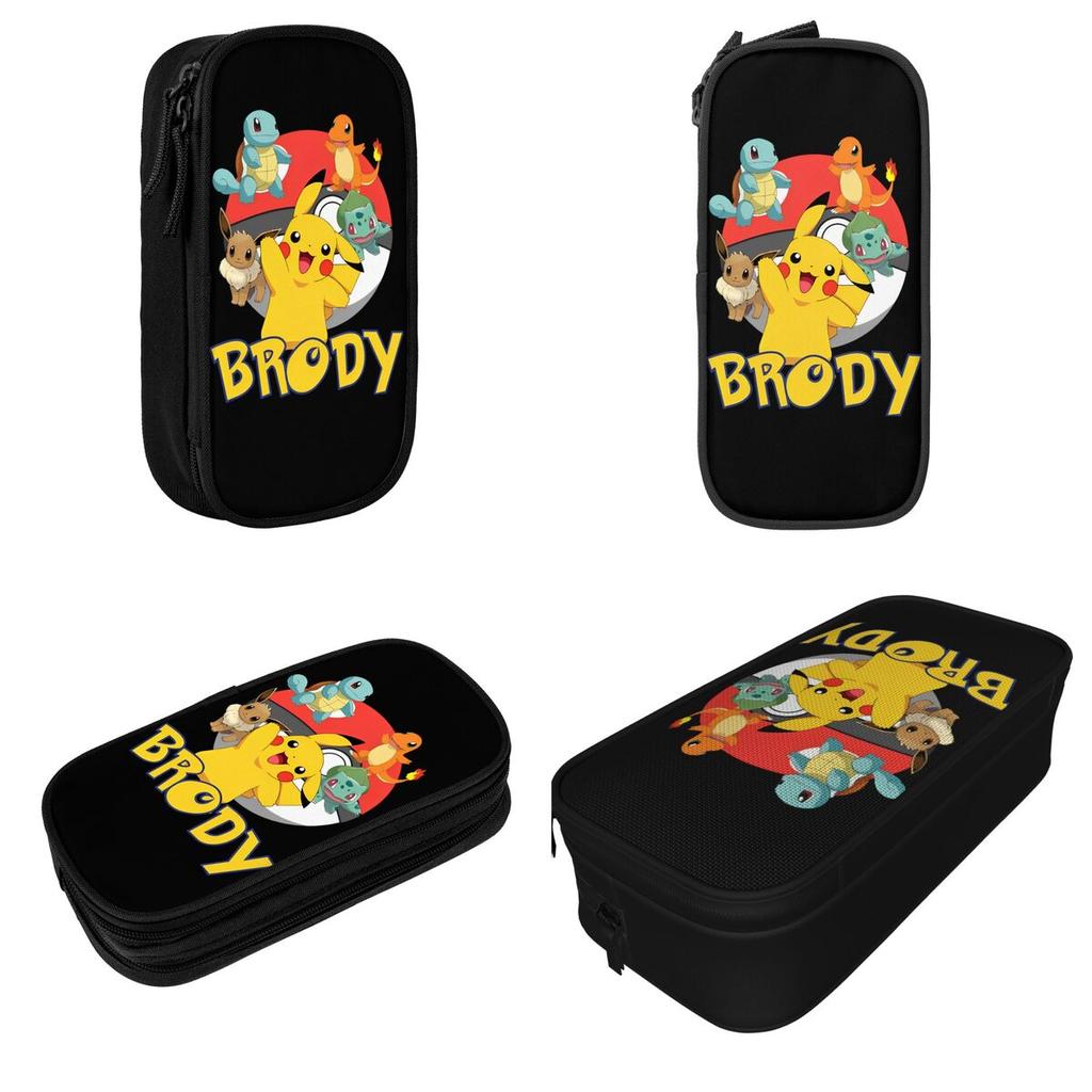 Pokemoned Team Pencil Cases Pen Holder Bag Girl Boy Big Capacity Students School Gifts Pencilcases