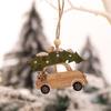 Car Ornaments Small Christmas Tree Hanging Wooden Pendants Elk Cartoon Animal Ornaments 2025 New Christmas Holiday Decorations