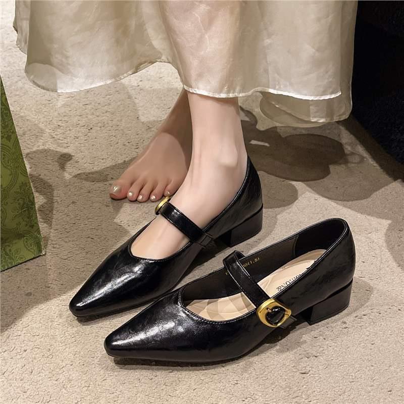 Coarse heel leather single shoes women's 2025 new temperament soft sole comfortable fashion versatile niche design Mary Jane women's shoes