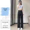 2026 Summer Women's High-Waisted Linen Wide-Leg Pants - Ice Silk Cotton Blend, Lightweight and Casual.