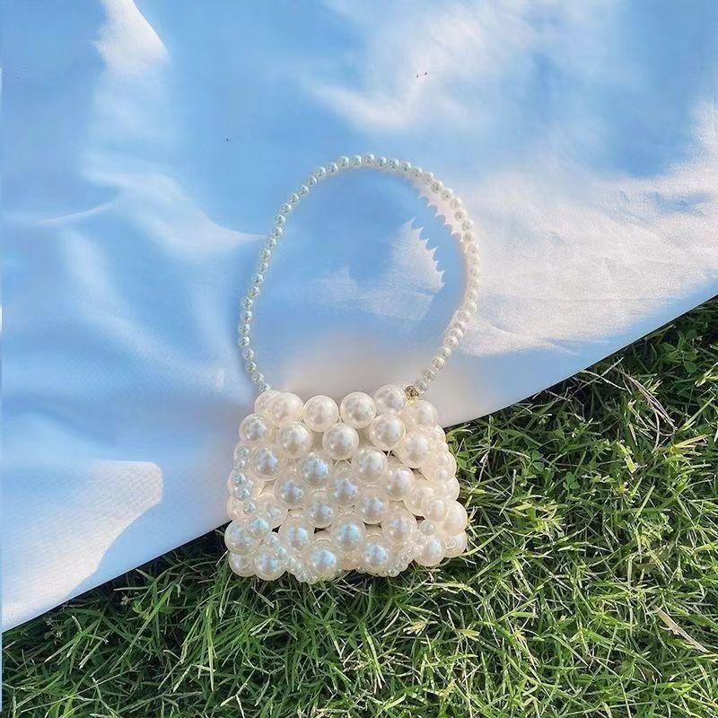 Women's 2024 Summer Trendy Pearl Chain Mini Lipstick Messenger Bag