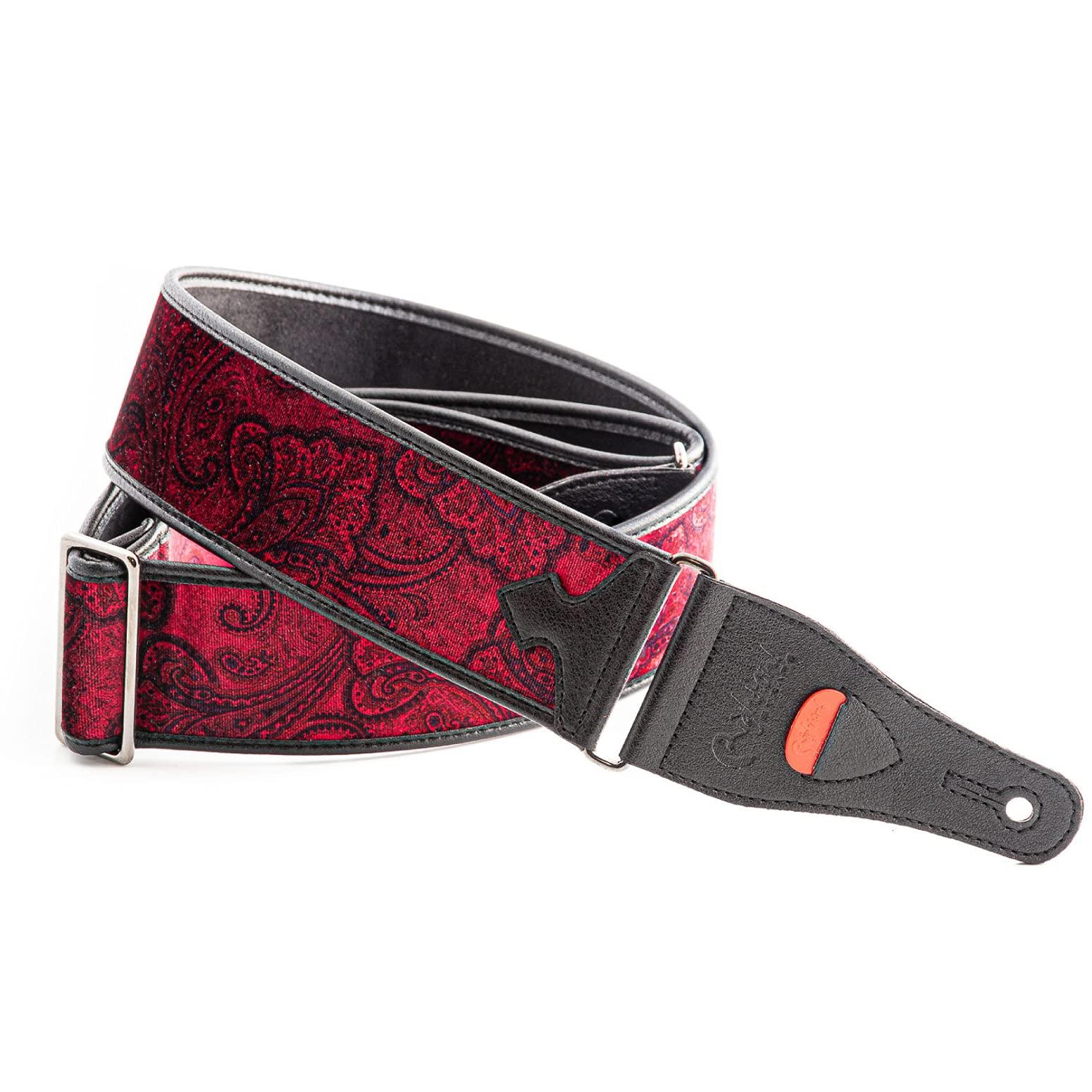

STRAPS Guitar Strap Width Length PAISLEY Red RightOn! 7cm, 95~150cm VELVET-60 красный