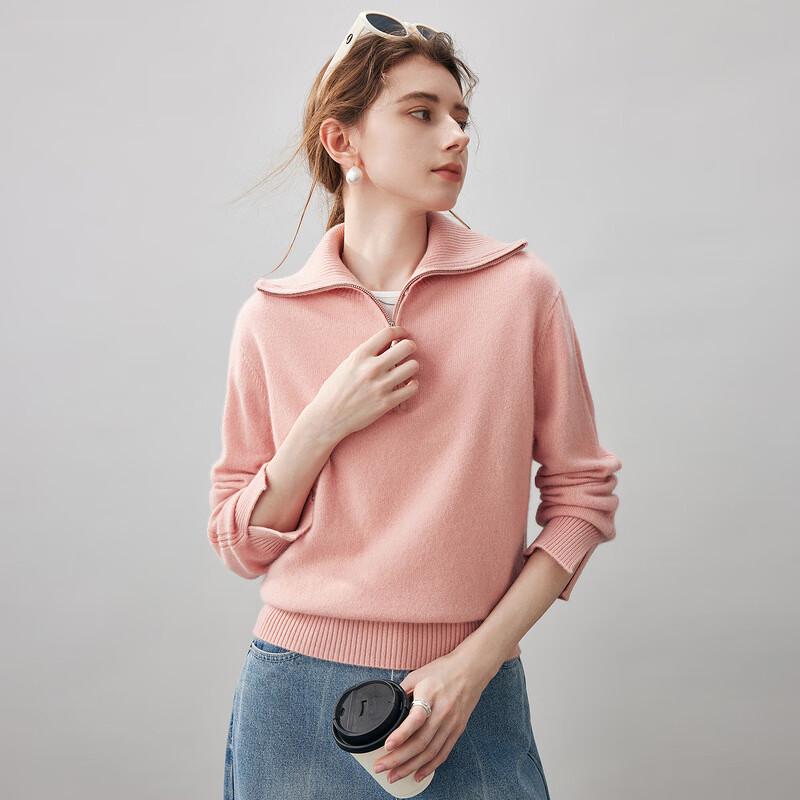 Comom Boca Women's Loose-Fit Cashmere Turn-Down Collar Sweater