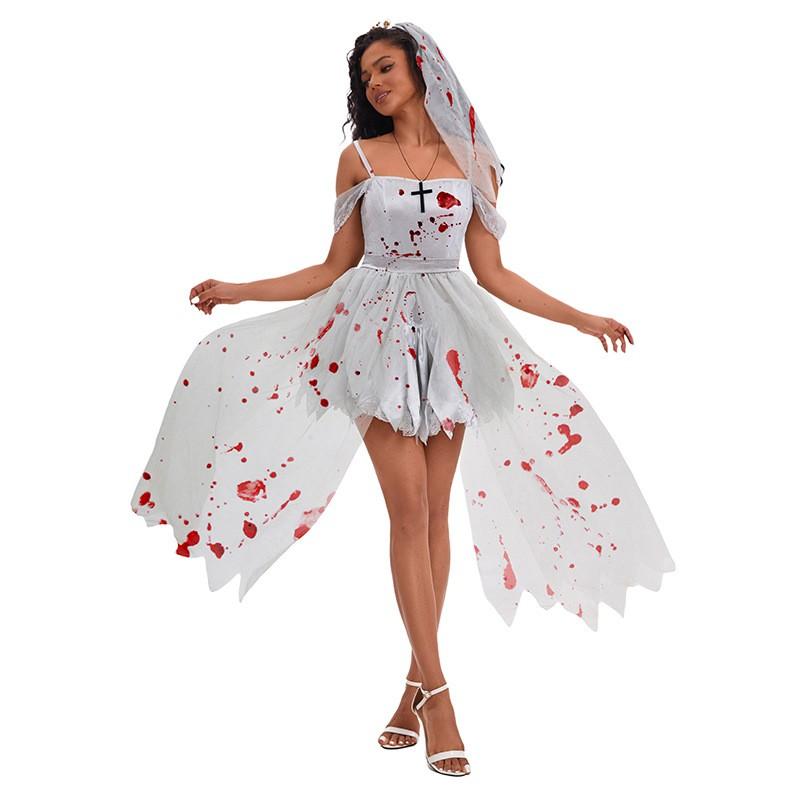 Gray Mesh Long Dress Women Cosplay Costume Stage Performance Fantasy Theme Outfit Size M L XL