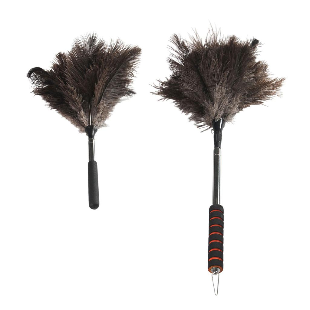 Telescoping AntiStatic Ostrich Feather Duster Adjustable Handle Dusting Tool For Home Car Office Multiple Surfaces Use