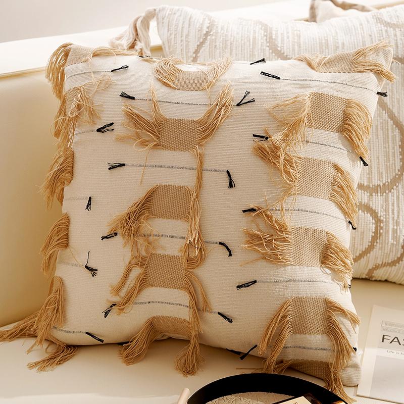 Bohemian Throw Pillow with Insert Retro French Luxury Cushion for Living Room Sofa, Bed and Bay Window,Brown Throw Pillow