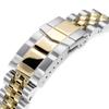 20mm Metal Watch Band Stainless Steel ANGUS Jubilee Bracelet Two Tone IP Gold Submariner Clasp for Seiko Alpinist SBDC087 and Others