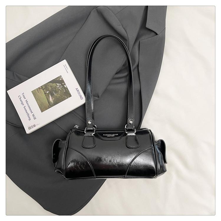 

Премиальная ретро-сумка женская 2025 новая мода кожа с масляной восковой пропиткой сумка под мышкой сумка Boston универсальная сумка через плечо чёрный