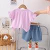 Girls Summer Suit Infants Short Sleeve Tshirt + Denim Shorts 2 Piece Set Fashion Children Clothing for 1-5 Years Old