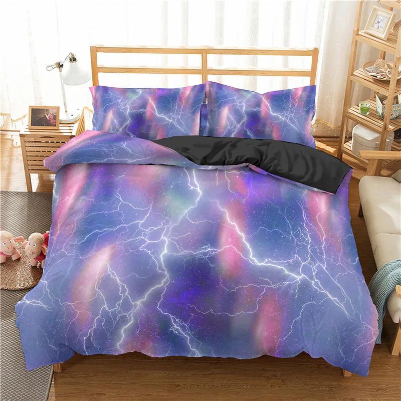 Lightning Duvet Cover Set Natural Phenomenon Bedding Set 3pcs for Kids Boys Thunder Comforter Cover Soft Polyester Quilt Cover