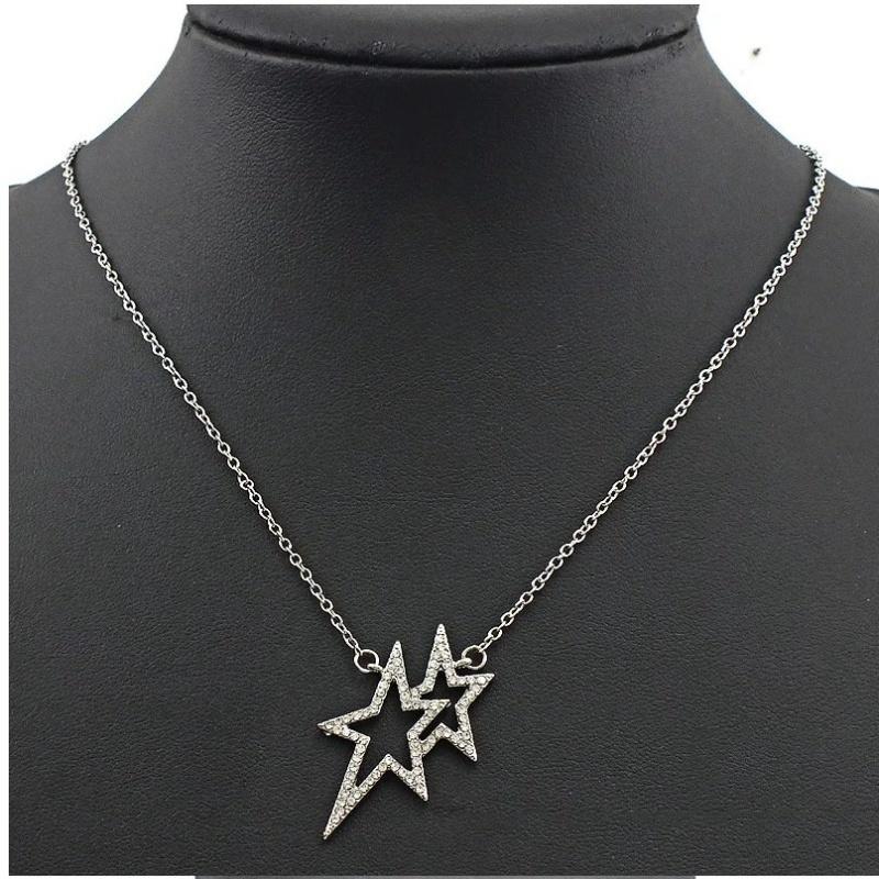 Korean Style Fashion Aesthetic Crystal Star Necklace Choker Punk Unique Pendant Necklace For Women Jewelry Y2K Accessories