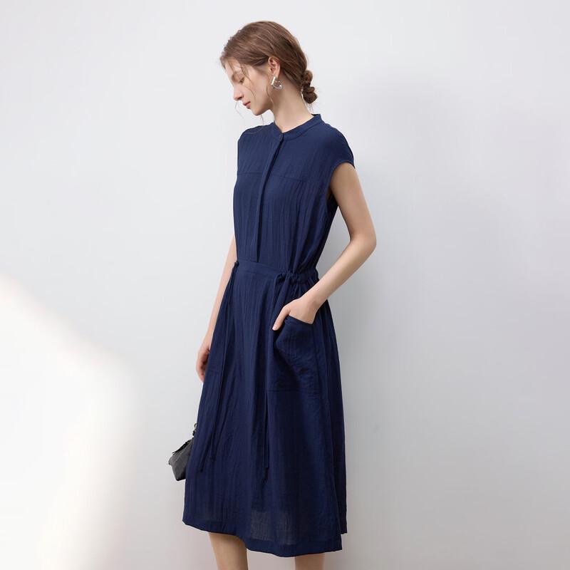 Demana Summer Simple Drawstring Round Neck Loose Dress