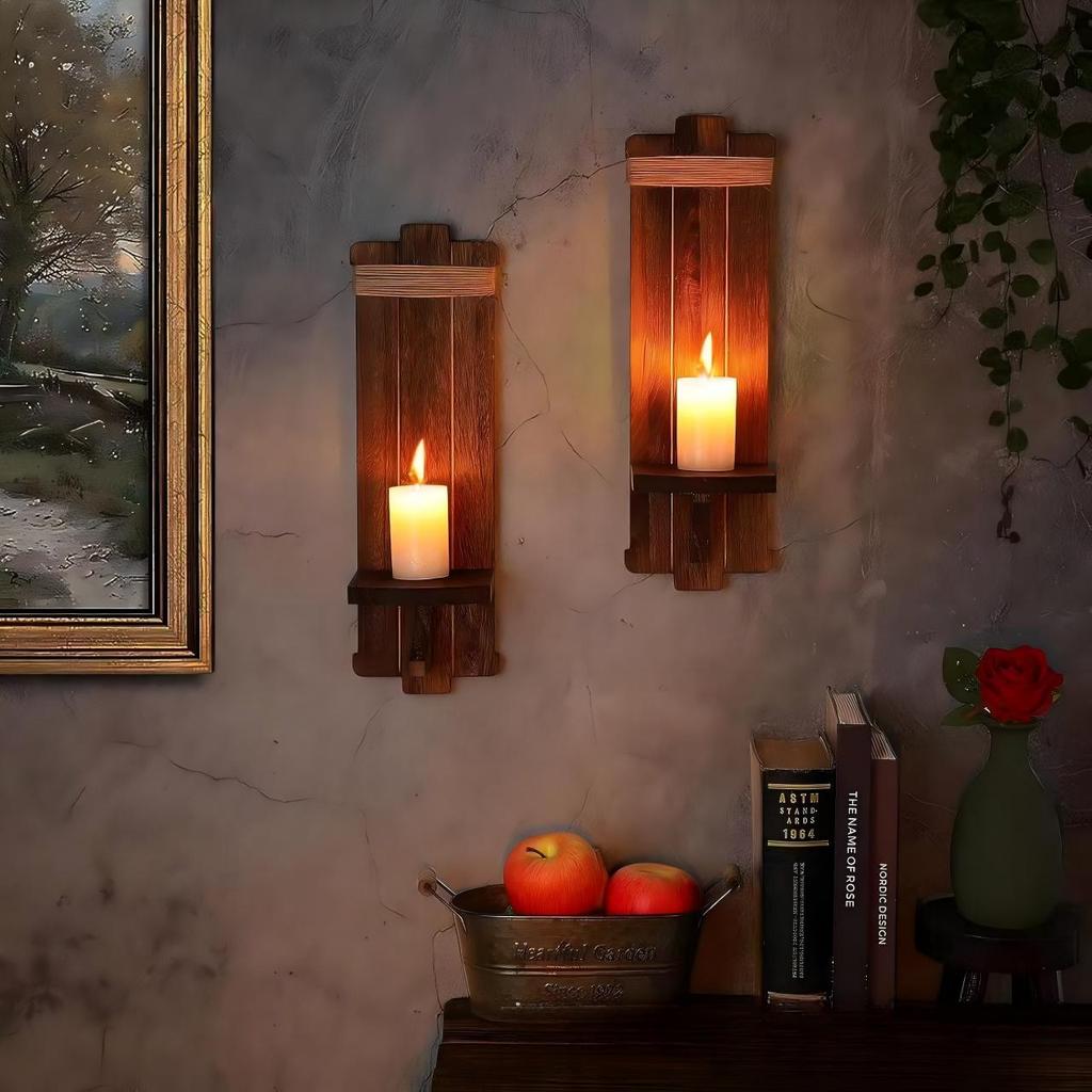 Mensole portacandele in legno rustico da parete, Espositore per candele profumate in stile fattoria per decorazione domestica