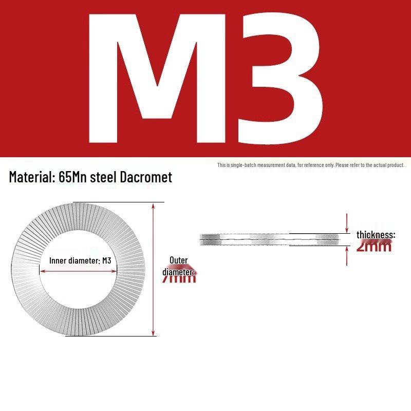 DIN25201 304 Stainless Steel Self-Locking Double Stack Washer, 65Mn Manganese Anti-Loosening, Double-Sided Tooth Layer.
