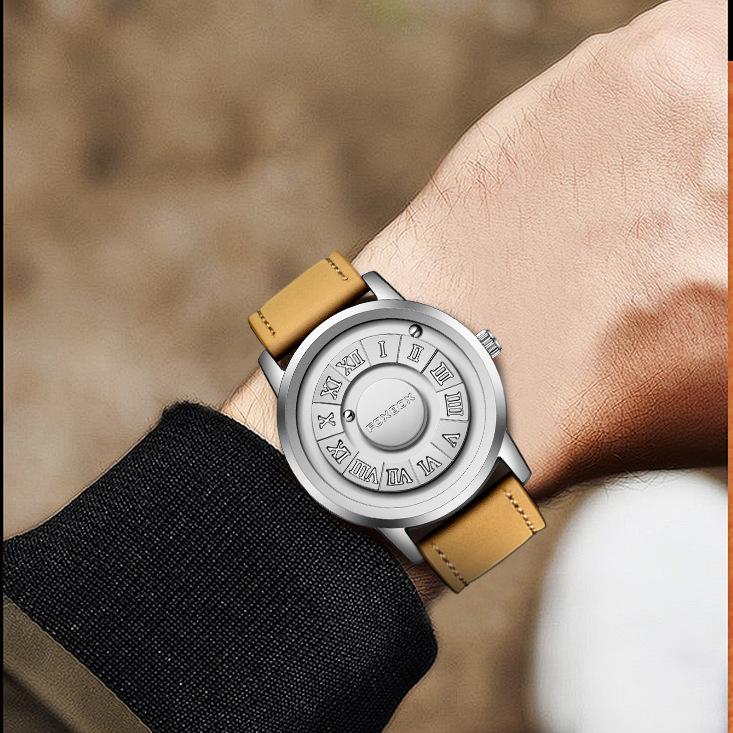 Men’s Frameless Design Quartz Watch with Magnetic Suspension and Futuristic Black Technology